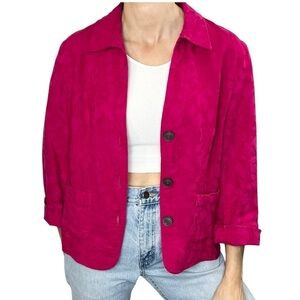 Jones & Co. pink linen blend floral damask tailored jacket 12